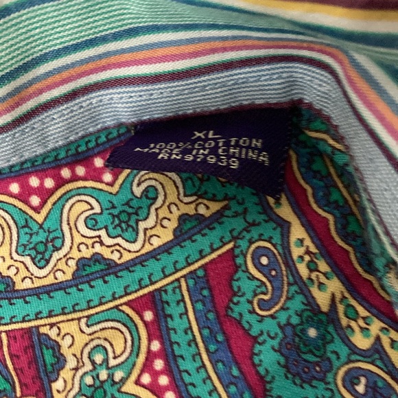 Alan Flusser Other - Alan Flusser Shirt Paisley Print Shirt with stripe accent at neck/sleeve cuff,XL